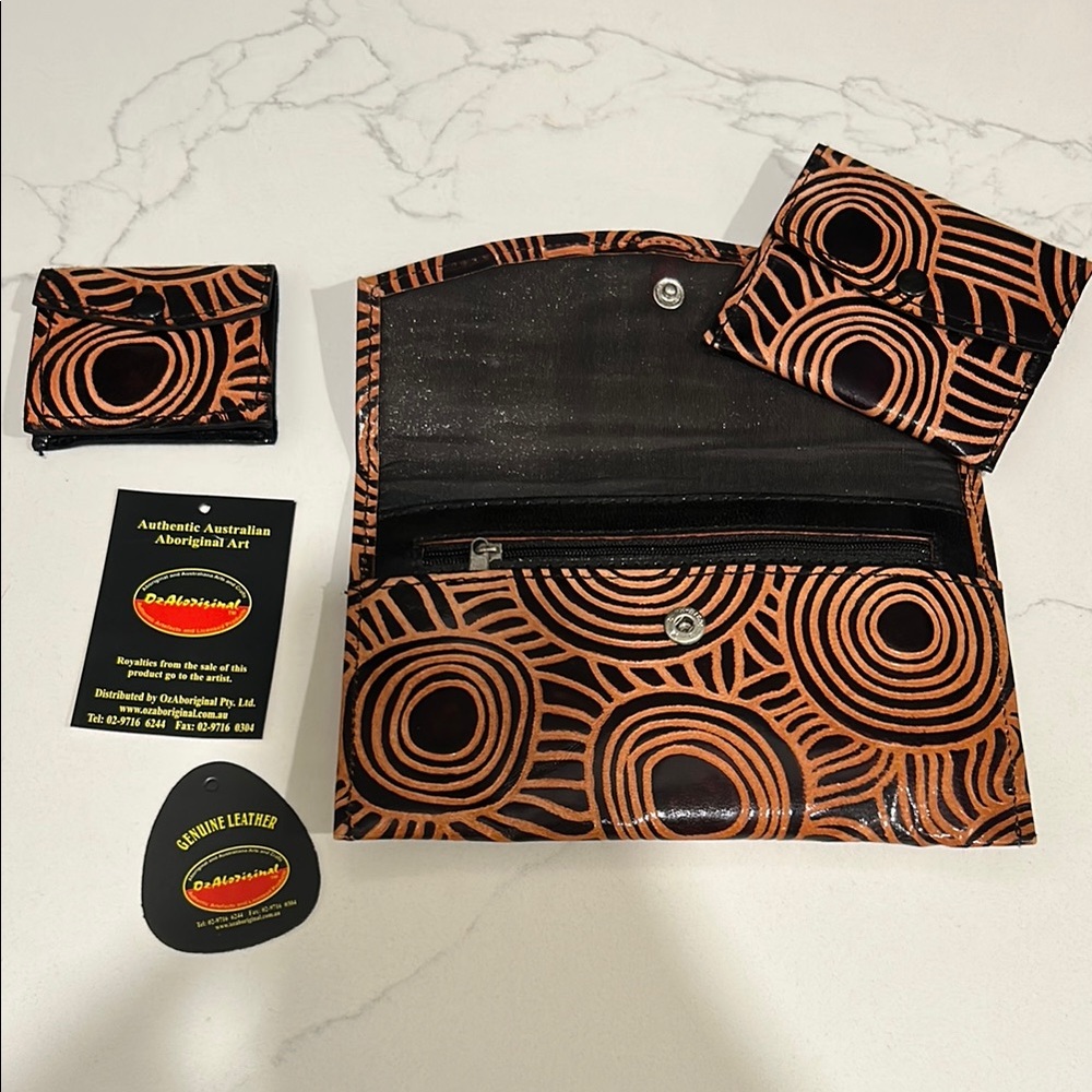 Aboriginal Art Leather Wallet Set